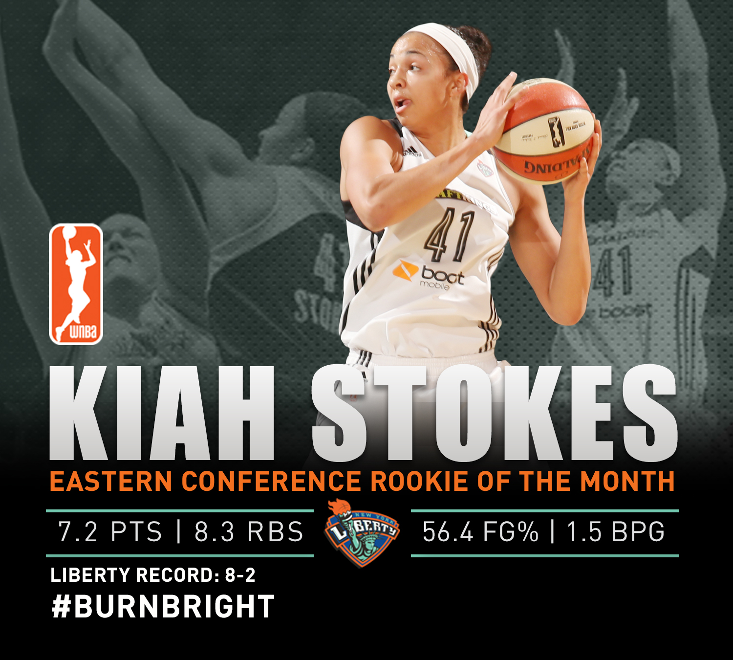 Kiah Stokes Named WNBA Rookie of the Month